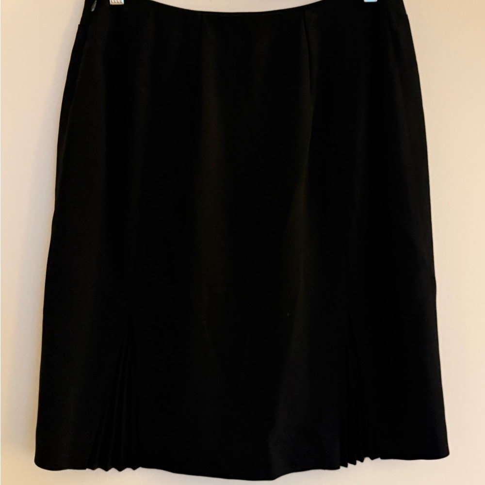 Ann Taylor Petites Black Pleated Hem Skirt Size 14P Work Career Classic - Picture 8 of 13